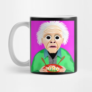 ai generated aging old man eating daisies Mug